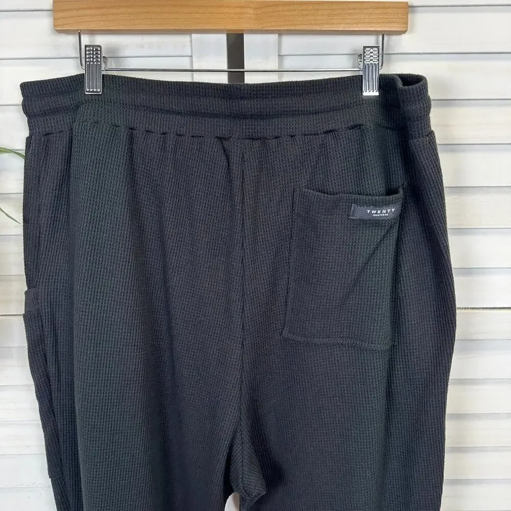 New Twenty Montreal Black Everest Thermal Joggers Waffle Knit Pants Mens Size XL
